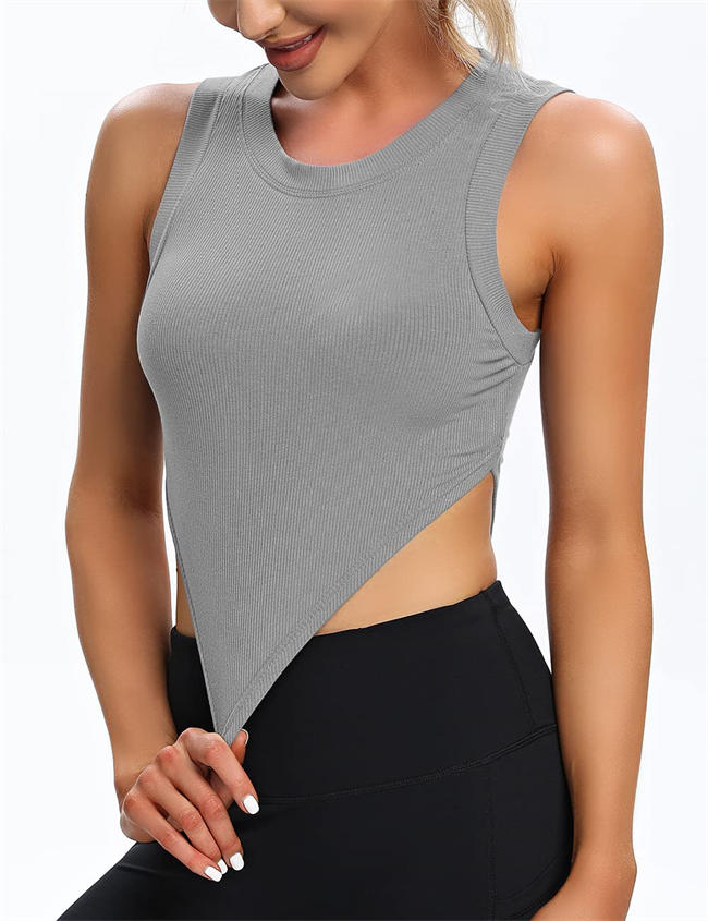 Womens Workout Crop Tops Gym Loose Sleeveless Sport Muscle Open Side Tank Tops for Women Yoga Athletic Shirts